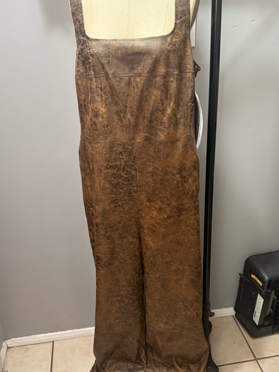 Forever 21 Pants - Forever 21+ Tan faux leather Jumpsuit